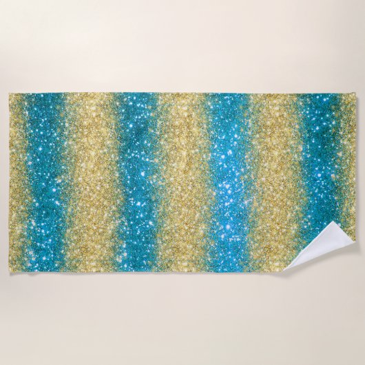 Luxury Blue Glitter Strandlaken (Voorkant)