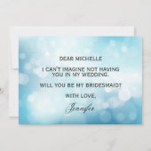 Luxury Blue Glitter zal je mijn Bridesmaid zijn Kaart (Achterkant)