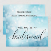 Luxury Blue Glitter zal je mijn Bridesmaid zijn Kaart (Voorkant / Achterkant)