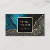 Luxury Blue & Gold Agate Beauty Salon & Spa Visitekaartje (Voorkant)
