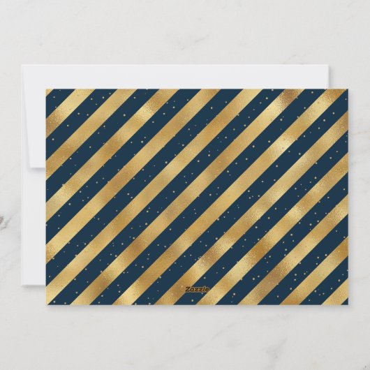 Luxury Blue Gold Foil Foto Merry kerst Feestdagenkaart (Achterkant)