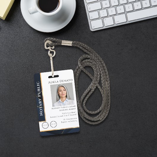 Luxury Blue Gold Modern Professional Notional ID Badge