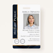 Luxury Blue Gold Modern Professional Notional ID Badge (Voorkant)