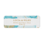 Luxury Blue Gold Waterverf Abstract adres Etiket (Voorkant)