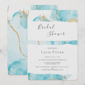 Luxury Blue Gold Waterverf Abstract Vrijgezellenfe Kaart (Voorkant / Achterkant)