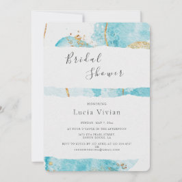 Luxury Blue Gold Waterverf Abstract Vrijgezellenfe Kaart