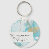 Luxury Blue & Golden Waterverf Dank je huwelijk Sleutelhanger (Voorkant)