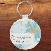 Luxury Blue & Golden Waterverf Dank je huwelijk Sleutelhanger (Voorkant)