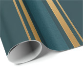 Luxury Blue Green Gold Stripe Gift Wrap Pattern Cadeaupapier (Rol Hoek)
