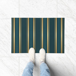 Luxury Blue Green Gold Stripe Gift Wrap Pattern Deurmat