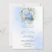 Luxury Blue Hydrangea Gold Wedding Invitation Kaart (Voorkant)