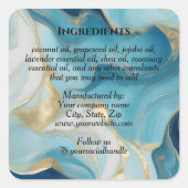 Luxury Blue Marble & Gold Foil Ingredients Label (Voorkant)