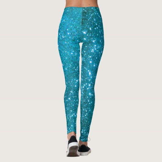 Luxury Blue Popular Gift Gold Glitter Leggings (Achterkant)