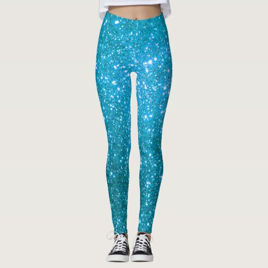 Luxury Blue Popular Gift Gold Glitter Leggings (Voorkant)