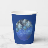 Luxury Blue & Silver Bauble Christmas Papieren Bekers (Achterkant)