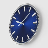 Luxury Blue & Silver Royal Blue Minimalist Grote Klok (Hoek)