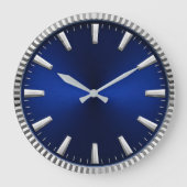 Luxury Blue & Silver Royal Blue Minimalist Grote Klok (Voorkant)