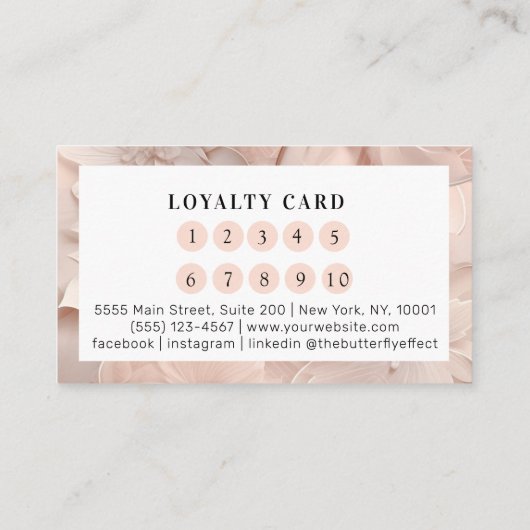 Luxury, Blush-Beige, Flower Salon Loyalty Visitekaartje (Achterkant)