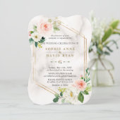 Luxury Blush Cream Geometric Lijst Wedding Kaart (Staand voorkant)