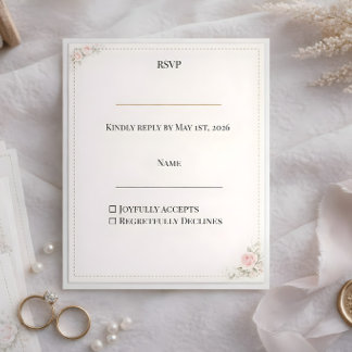 Luxury Blush Floral design  RSVP Kaartje