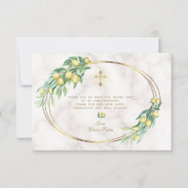 Luxury Blush Floral Gold Marble Girl Bevestiging Bedankkaart