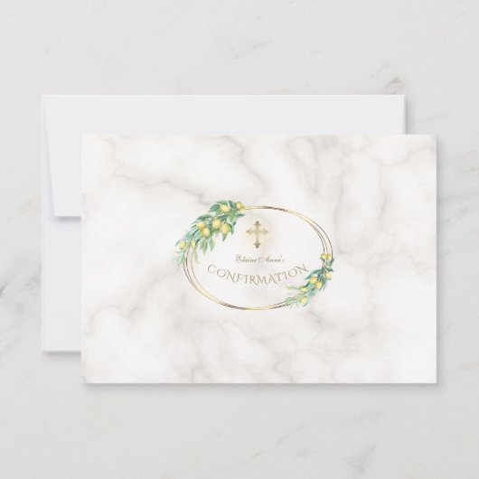 Luxury Blush Floral Gold Marble Girl Bevestiging Bedankkaart (Achterkant)