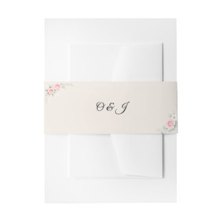 Luxury Blush Floral Wedding Invitation Belly Band Uitnodigingen Wikkel
