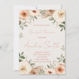 Luxury Blush Garden Bridal Shower Invitation Kaart