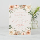 Luxury Blush Garden Bridal Shower Invitation Kaart (Staand voorkant)