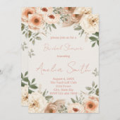 Luxury Blush Garden Bridal Shower Invitation Kaart (Voorkant / Achterkant)