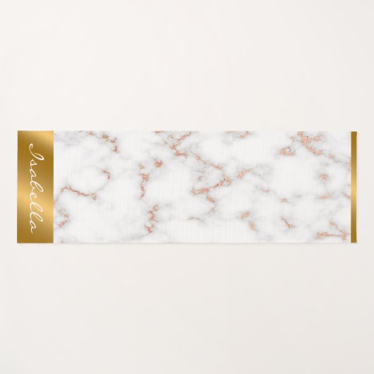 Luxury Blush Glitter Pink White Marble past zich a Yogamat (Voorkant (horizontaal))