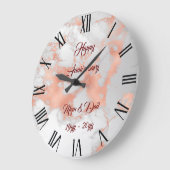 Luxury Blush Glitter White Pink Marble Customize Grote Klok (Hoek)