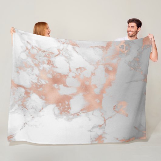 Luxury Blush Glitter White Pink Marble Fleece Deken (In situ)
