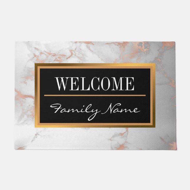 Luxury Blush Glitter White Pink Marble past zich a Deurmat (Voorkant)