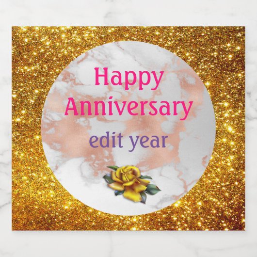 Luxury Blush Glitter White Pink Marble past zich a Sparkling Wijnetiket (Enkel label)