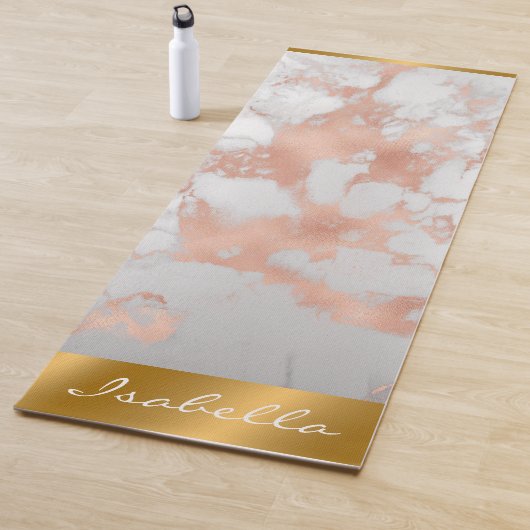 Luxury Blush Glitter White Pink Marble past zich a Yogamat (In situ)