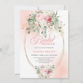 Luxury Blush Pink Bridal Shower Gold Invitation Kaart (Voorkant)