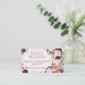 Luxury Blush Pink Floral Bridal Makeup Artist Visitekaartje (Staand voorkant)