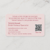 Luxury Blush Pink Floral Bridal Makeup Artist Visitekaartje (Achterkant)