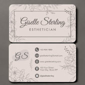 Luxury Blush Pink Floral Script Beauty Esthetician Visitekaartje