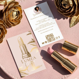 Luxury Blush Pink Gold Beauty Makeup Artist Studio Visitekaartje