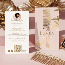 Luxury Blush Pink Gold Beauty Salon Hair Studio Visitekaartje