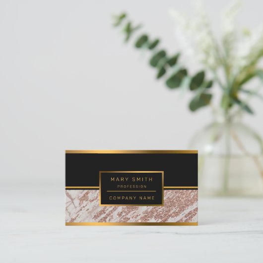 Luxury Blush roze roze glitter Marble past aan Visitekaartje (Staand voorkant)