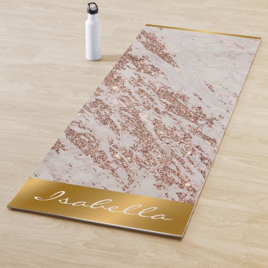 Luxury Blush roze roze glitter Marble past aan Yogamat (In situ)