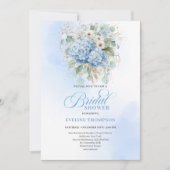 Luxury Bohemian Blue Hydrangea Bridal Shower Invit Kaart (Voorkant)