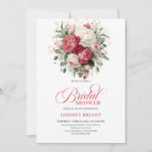 Luxury Bohemian Crimson Red White Gold Bridal Show Kaart (Voorkant)