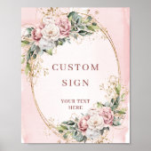 Luxury Bohemian Dusty Pink Eucalyptus Custom Sign Poster (Voorkant)