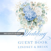 Luxury Boho Blue Hydrangeas Eucalyptus Wedding  Gastenboek