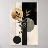 Luxury Boho Botanical Geometric Minimal Black Gold Poster (Voorkant)