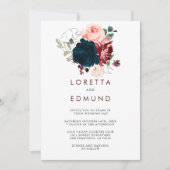 Luxury Boho Colorful Floral Back & Front Wedding Kaart (Voorkant)
